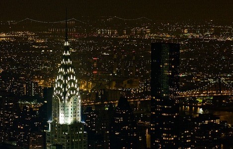 Spotlight on the Chrysler Building, New York